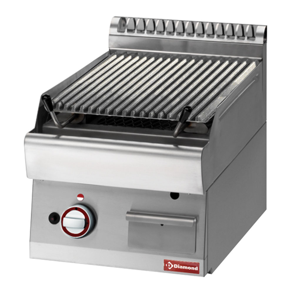 PLX47-PN Grill pierre de lave, 1/2 module, grille en fonte "double face"