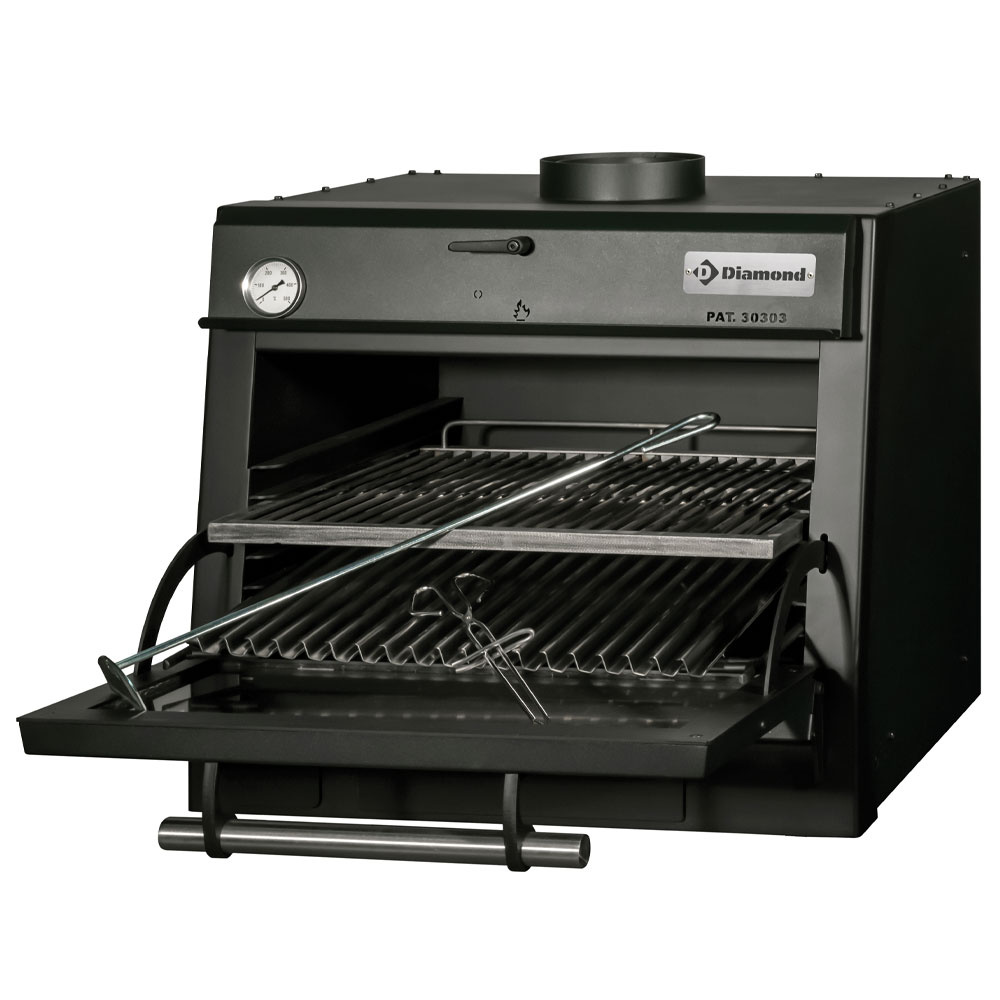 CBQ-060/BK Four-BBQ à charbon, GN 1/1 (60 Kg/h)/Noir
