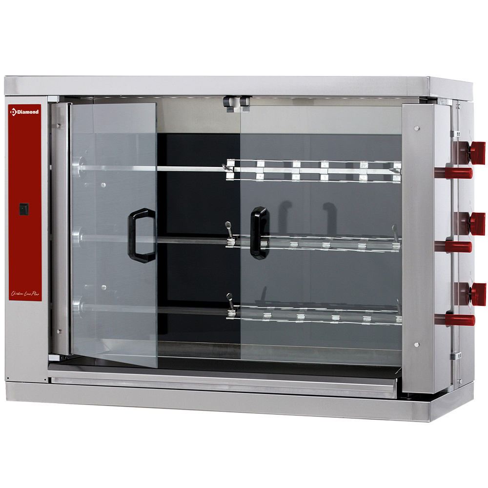 RVE/3C-CM Rôtissoire électrique vitrocéramique, 3 broches (18 poulets)