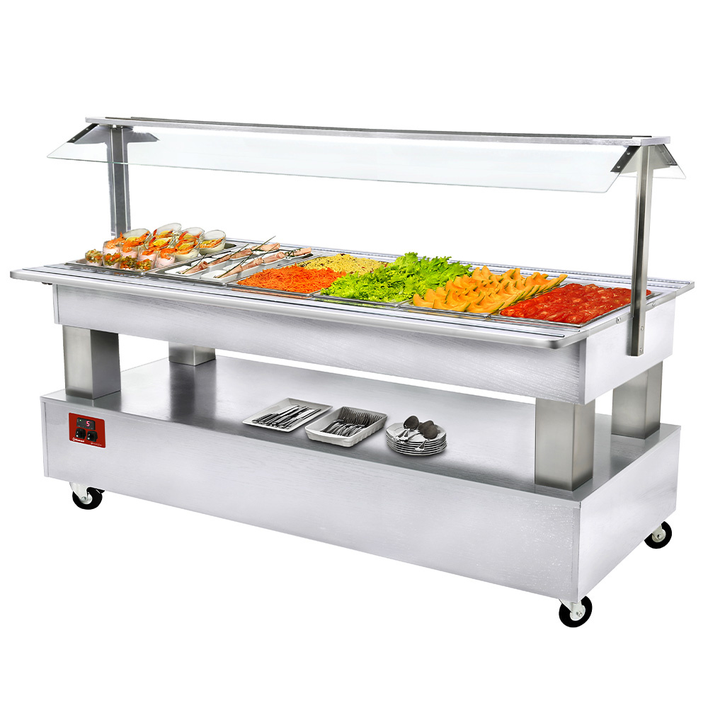 BSB/6N-A1-R2 Buffet - Salade bar réfrigéré, 6x GN1/1-150 (Bois Blanc)