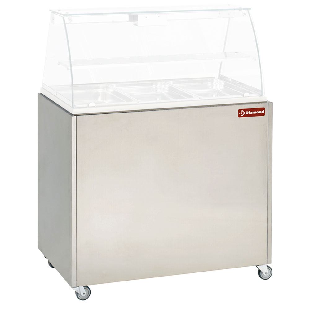 MEX-RG3 Meuble inox support vitrine VBE-311, sur roulettes
