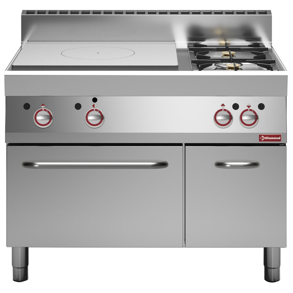 G65/T2BFA11-N Fourneau gaz plaque coup de feu, 2 feux vifs, four gaz, armoire neutre