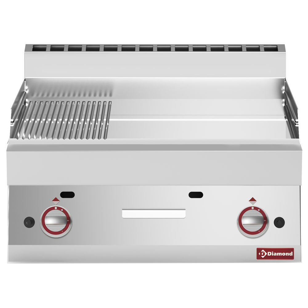 G65/PMCD7T-N Plaque de cuisson gaz 2/3 lisse - 1/3 rainurée -Top- chrome dur "50 µm"