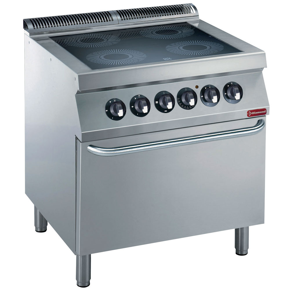 E17/4VCF8-N Fourneau électrique 4 plaques vitrocéramiques, four électrique GN 2/1