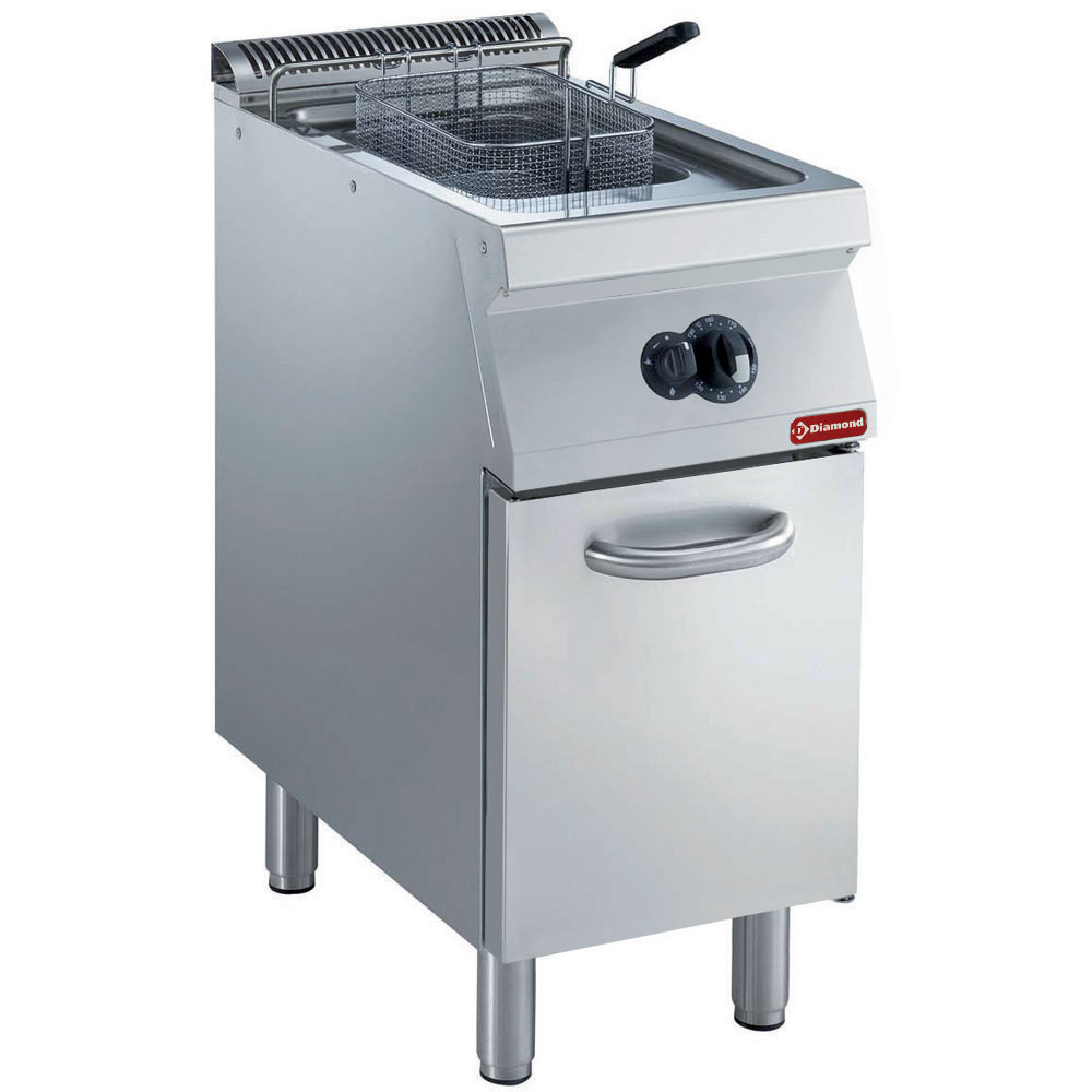 G17/F15A4-N Friteuse gaz, cuve en "Y" 15 litres, brûleurs extérieurs, sur armoire