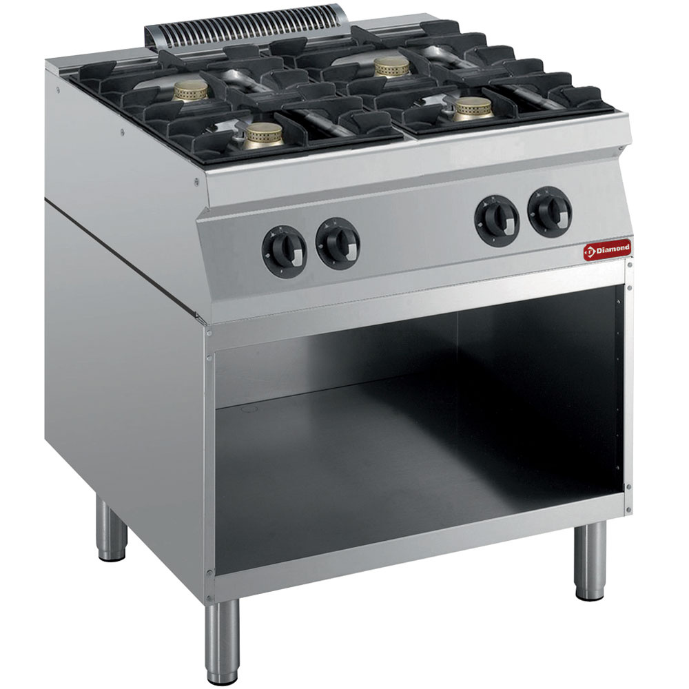 G17/4BA8-R Fourneau composé: 4 feux vifs & soubassement ouvert