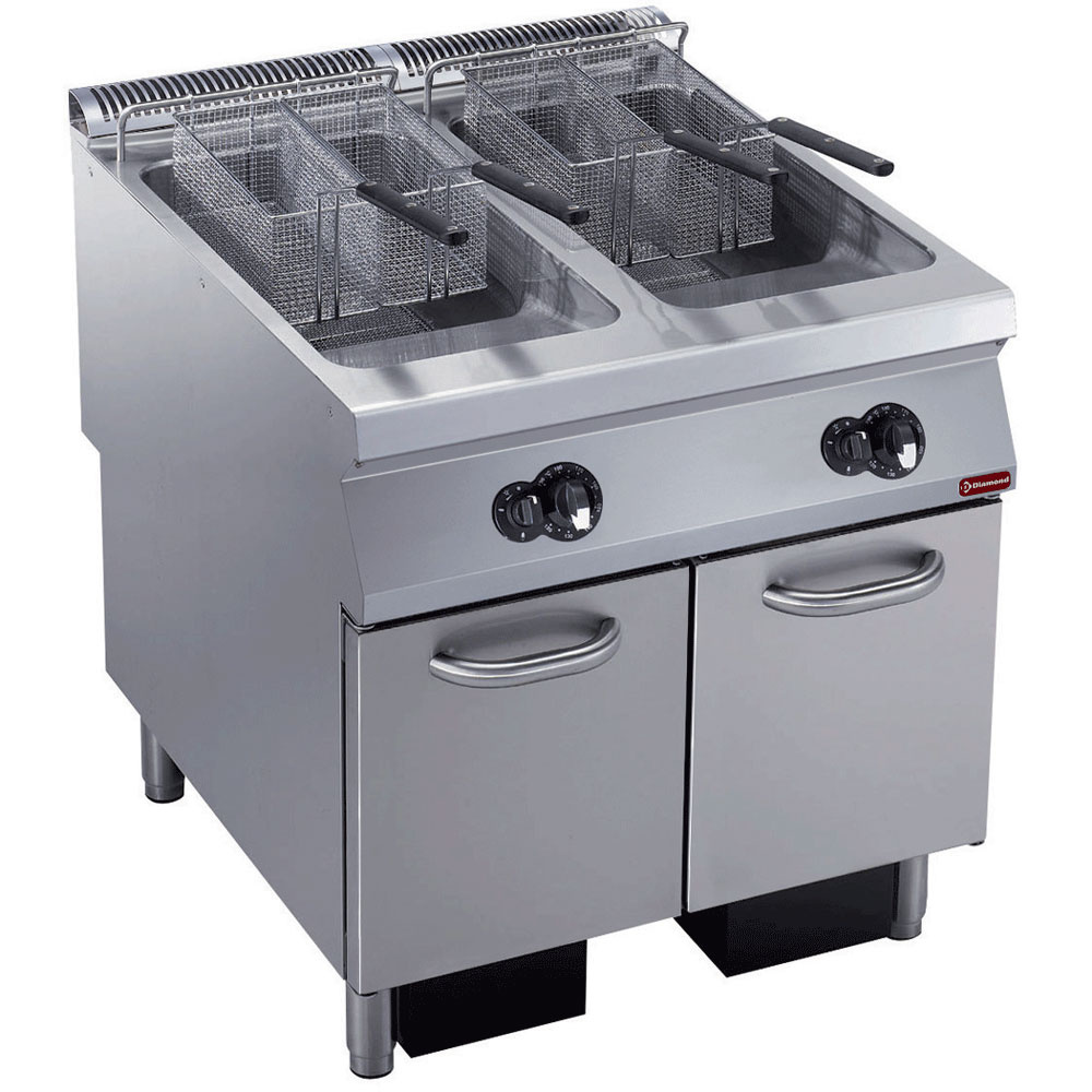 G22/F46A8-S Friteuse gaz 2 cuves "Y" 23 litres, brûleurs extérieurs, sur meuble