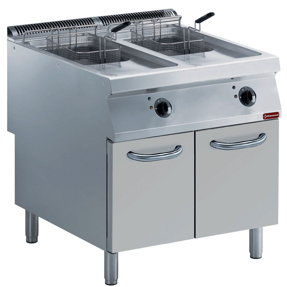 E22/F30A8-N Friteuse électrique 2 cuves "Y" 15 litres, brûleurs extérieurs, sur meuble