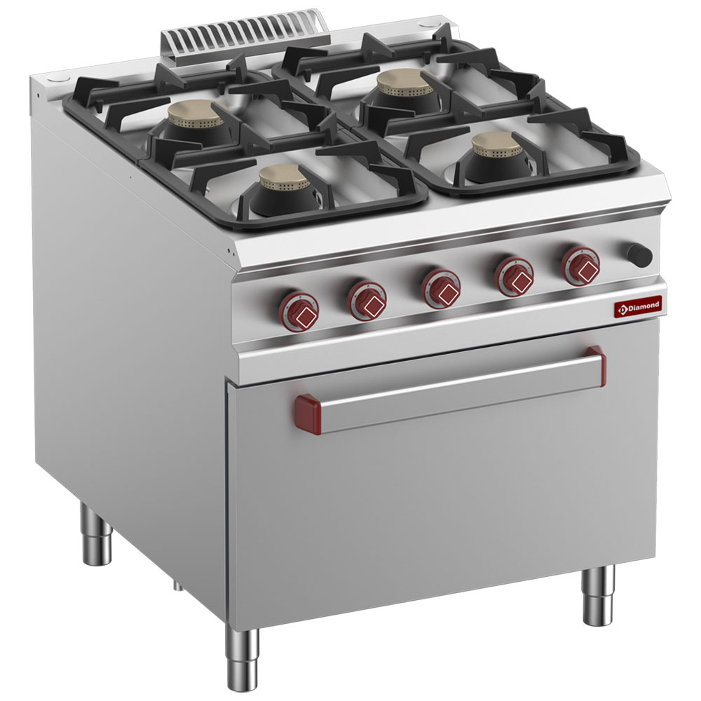 G9/4BF8-N Fourneau 4 feux sur four gaz GN 2/1