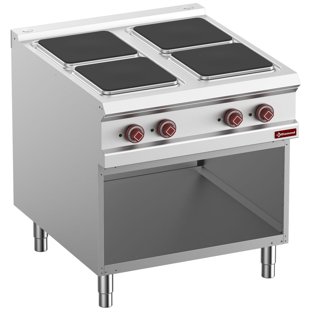 E9/4PQA8-N Fourneau électrique 4 plaques sur armoire ouverte