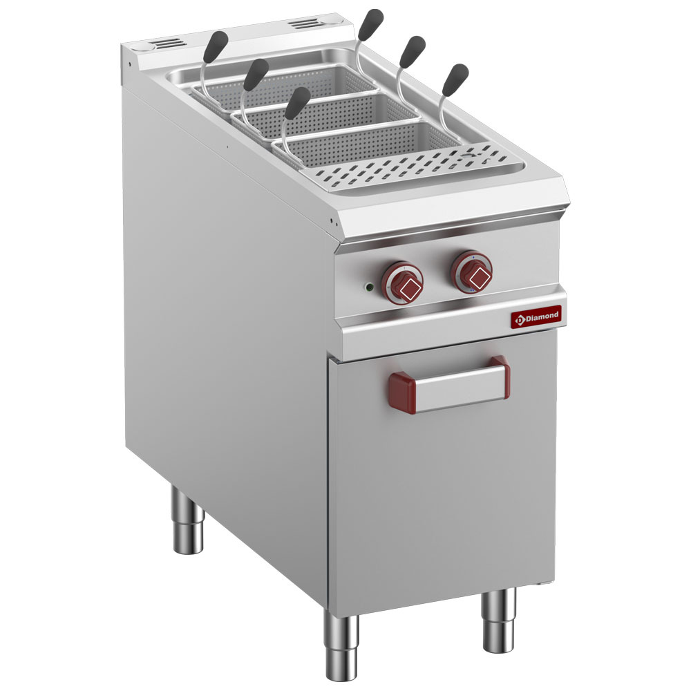 E9/CPA4-N Cuiseur à pâtes électrique, Cuve 40 lit. sur meuble fermé (s/paniers)