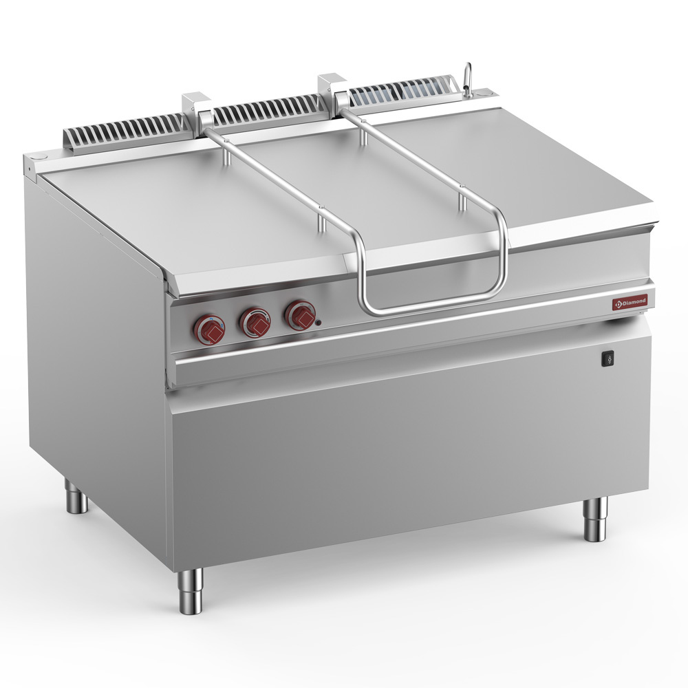 G9/BRI12-N Sauteuse basculante gaz, cuve inox 120 lit. sur meuble