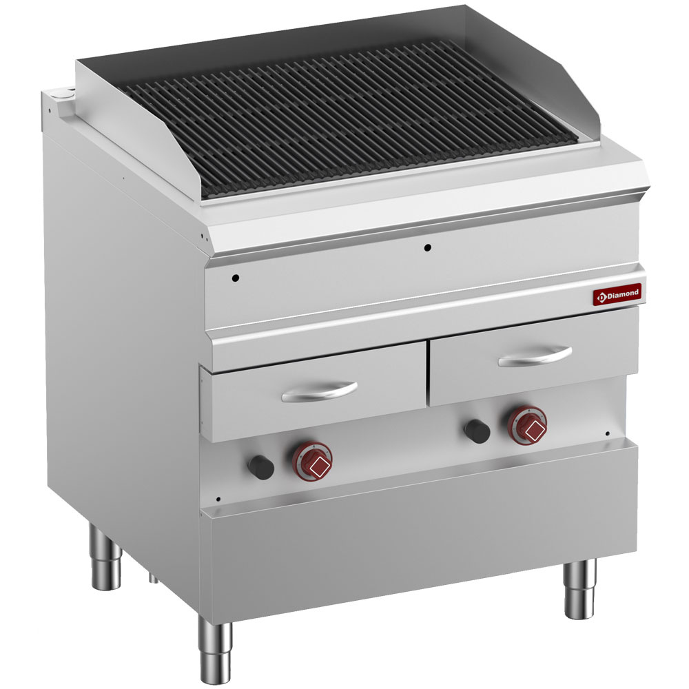 G7/GVQA8-N Grill Vapeur gas, grille en fonte "double face", module 1/1