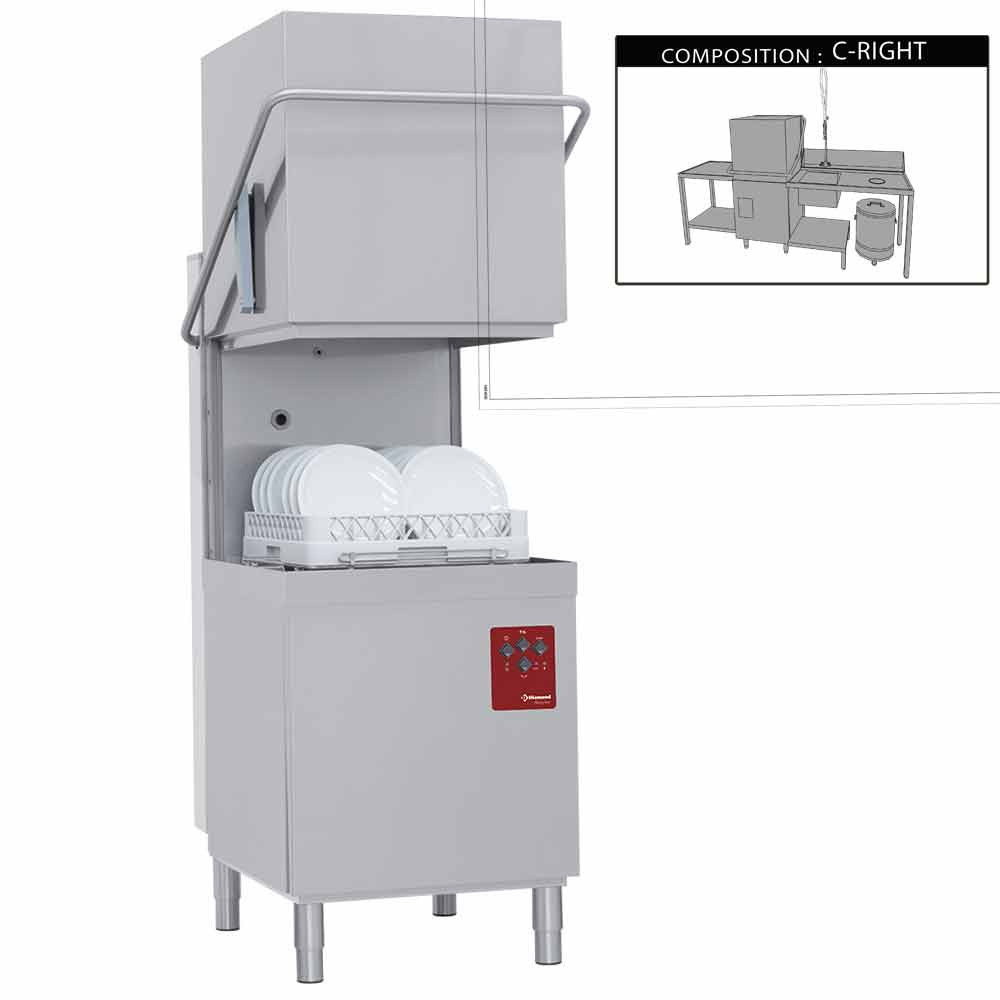 DK7/6/C-D Lave-vaisselle à capot complet, compose de :