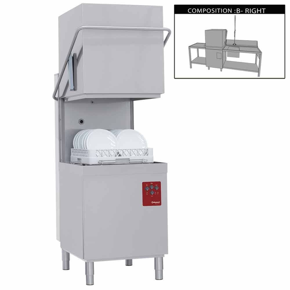 015-25D/6/B-D Lave-vaisselle à capot complet, compose de :