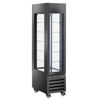 Vitrine "FULL glazed" 440 Lt., 6 glass levels, static - ICE CREAM - BLACK