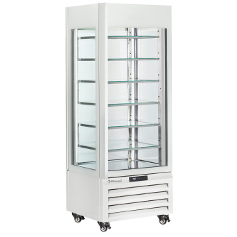 Fully glassed showcase" 600 Lt., 2 shelves & meat bar, ventilated - MEAT - WHITE