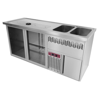 [10326] Refrigerated wall element, self-service, swing doors - FULL BLACK