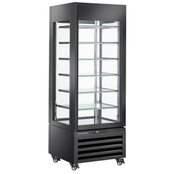 [10366] Fully glassed showcase" 600 Lt., 2 shelves & meat bar, ventilated - MEAT - BLACK