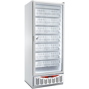 [10414] Ventilated refrigerator, glass door, 400 liters. white