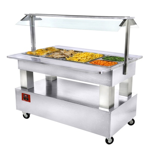 [12689] BBM/4N-A1 Buffet chauffant, bain marie, 4x GN1/1-150 (Bois Blanc)