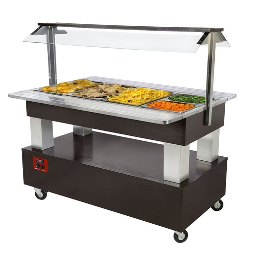 [12690] BBM/4N-B1 Buffet chauffant, bain marie, 4x GN 1/1-150 (bois wengé)