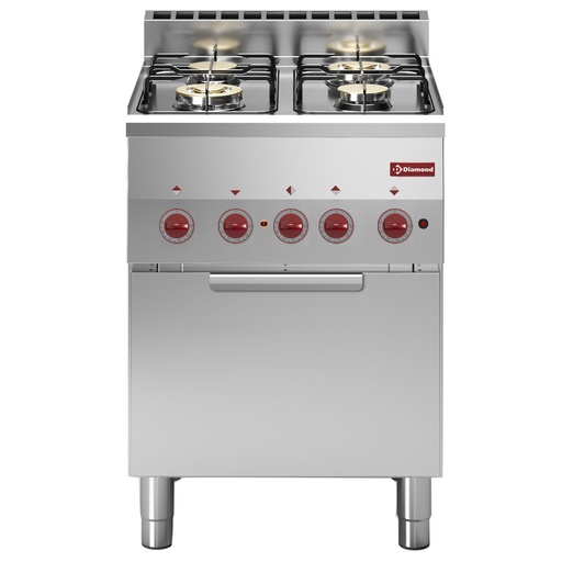 [13948] G60/4BFEV6-N Fourneau 4 feux gaz et four convection électrique GN 2/3