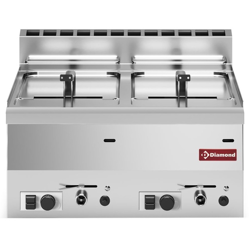 [13975] G60/F16-6T-N Friteuse gaz, 2 cuves 8 litres -Top-