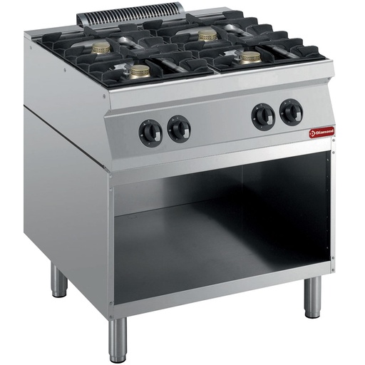 [14316] G17/4BA8-R Fourneau composé: 4 feux vifs & soubassement ouvert