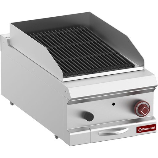 [14927] G7/GPL4T-ZN Grill pierre de lave, module 1/2, grille en fonte "double face"-Top-
